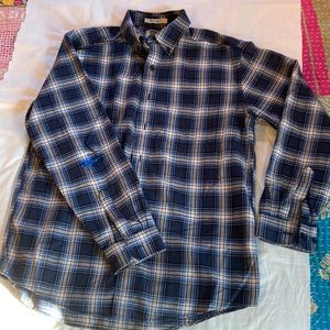 LLBean men trad fit plaid button up